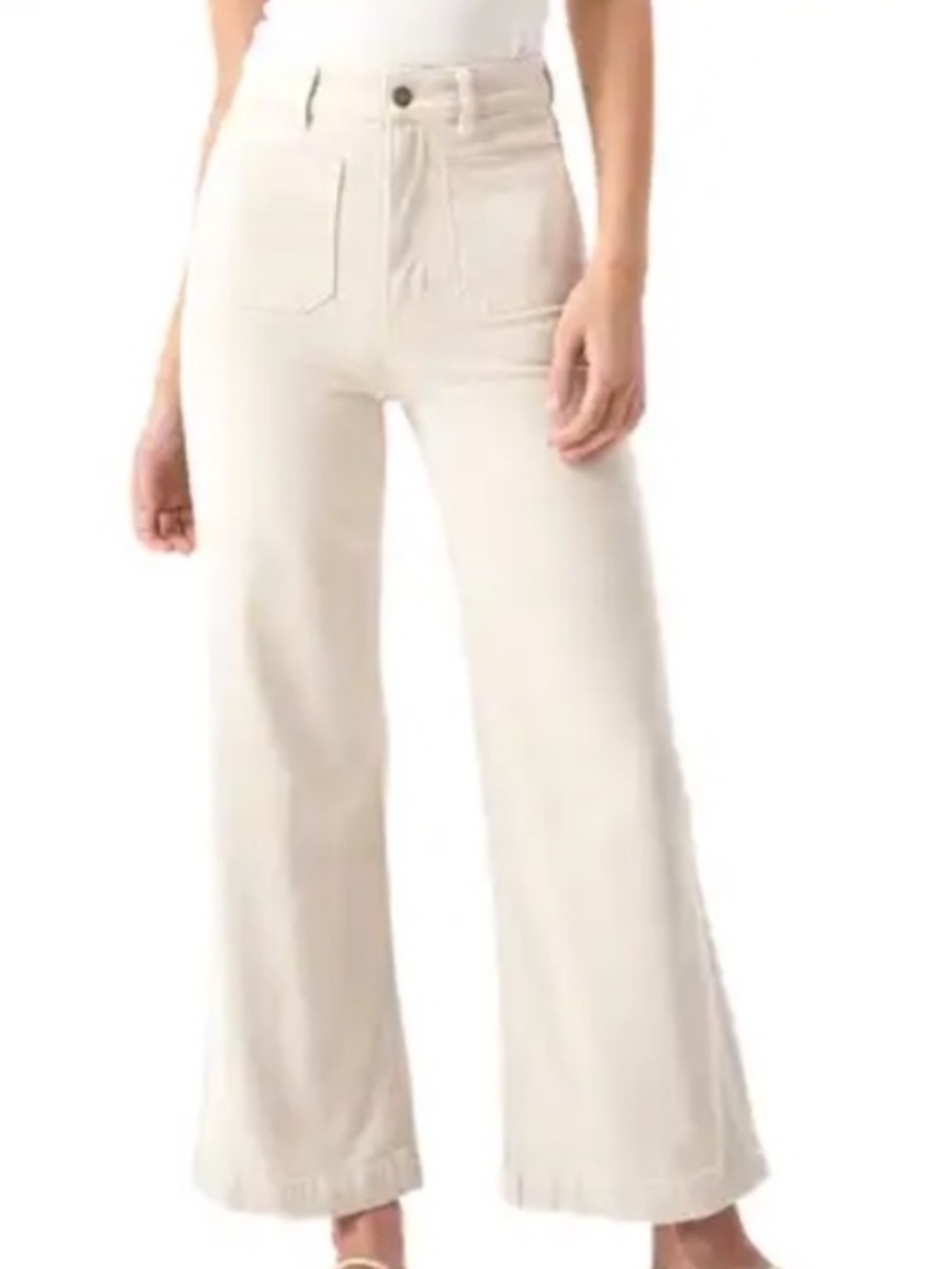 Oat New York Cream High Waisted Wide Leg Corduroy Pants Minimalist Neutral 10/30